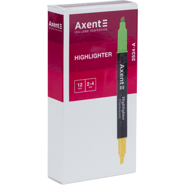 Маркер Axent Highlighter Dual 2534-12-A, 2-4 мм, клиноподібний, помаранчевий+жовтий