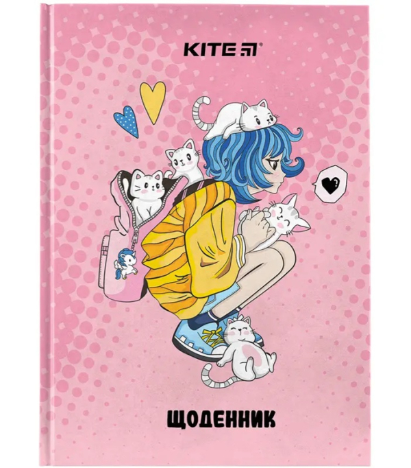 Щоденник шкільний Kite Cats K24-262-1, тверда обкладинка