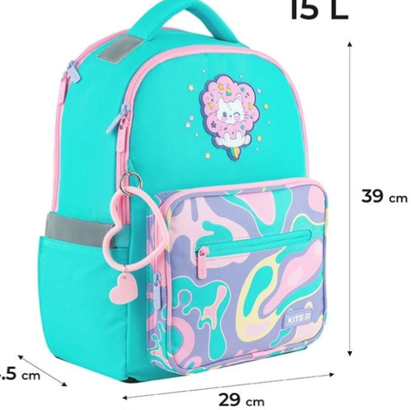 Рюкзак шкільний Kite Rainbow Catcorn 39х29х14.5 см Бірюзовий K24-770M-3 