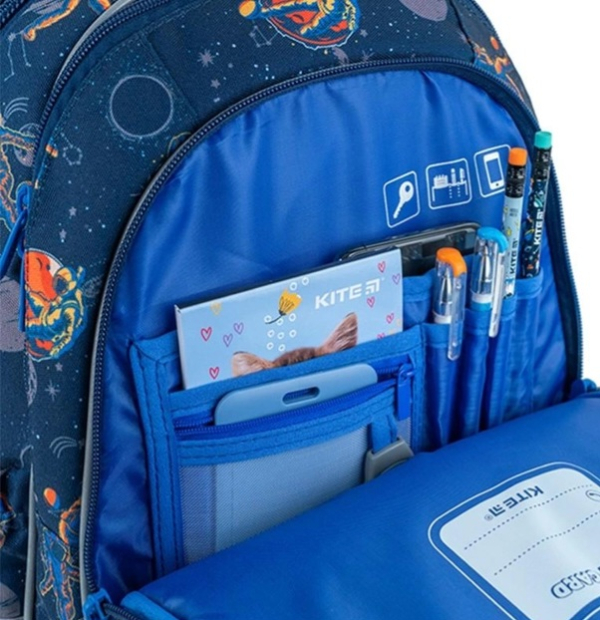 Рюкзак шкільний напівкаркасний ортопедичний Kite Education NASA, для хлопчиків, синій NS24-700M