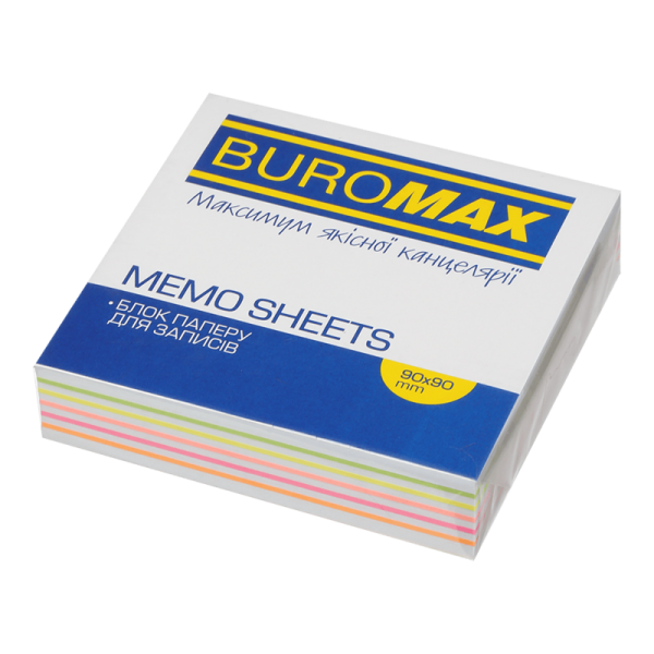 Блок паперу для записів Buromax Люкс Веселка 90х90х20 мм, не склеєний (BM.2241)