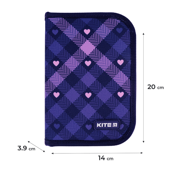 Пенал Kite, 1 відворот Check and Hearts K24-621-1