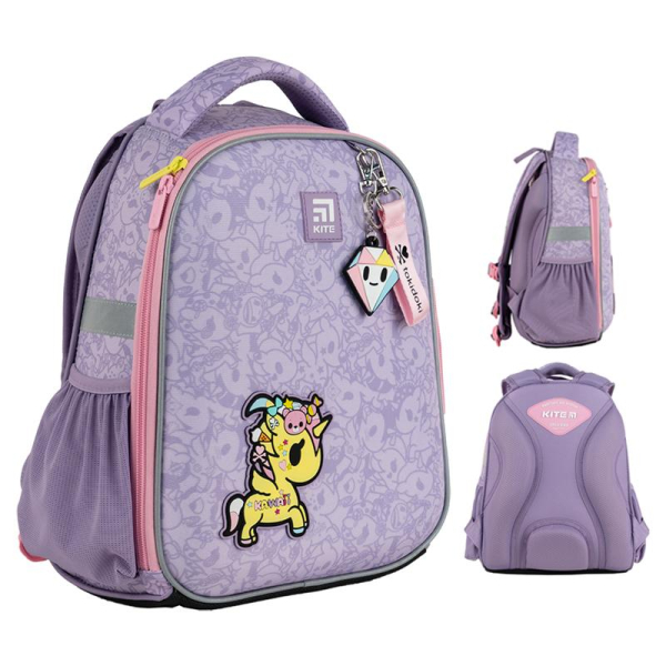 Рюкзак шкільний каркасний Kite Tokidoki, 35x26x13.5 см 12 л, 115-130 см, бузковий (TK24-555S)