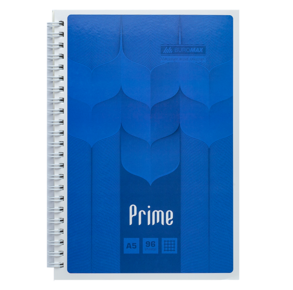  Зошит на пружині PRIME А5, 96арк., клітка, в картонній обкладинці, синій BM.24551101-02