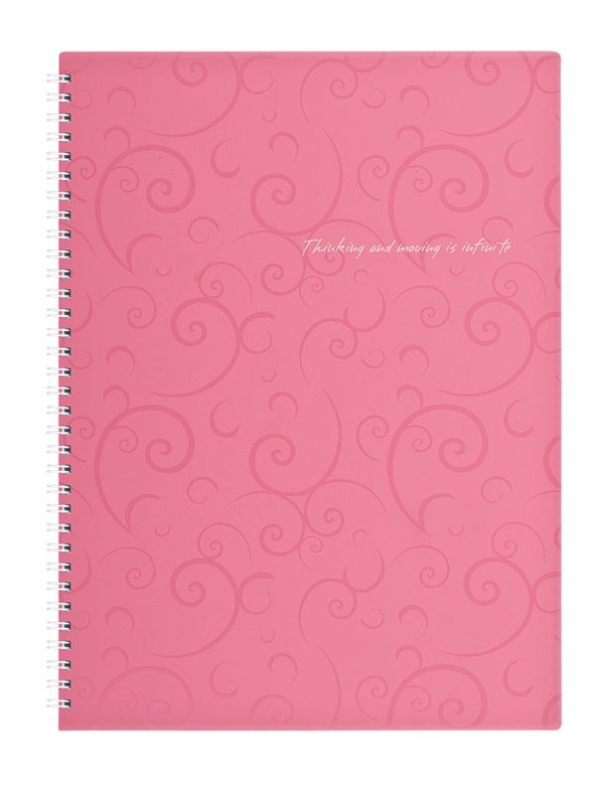 Зошит на пруж. Barocco А4, 80 арк, кл., рожевий, пласт.обкл. BM.2446-610
