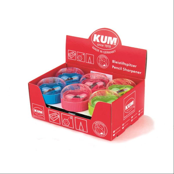 Точилка "KUM" /210К POP/ пластикова кругла, з контейнером (12)
