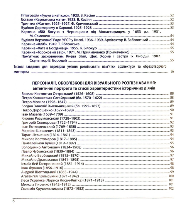 Книга Історія України. ЗНО 2024. Пам'ятки архітектури та образотворчого мистецтва