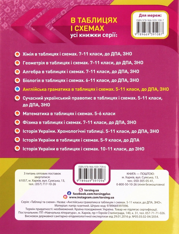 Книга Англійська граматика в таблицях і схемах. 5-11 класи. Допомога у підготовці до ДПА, ЗНО