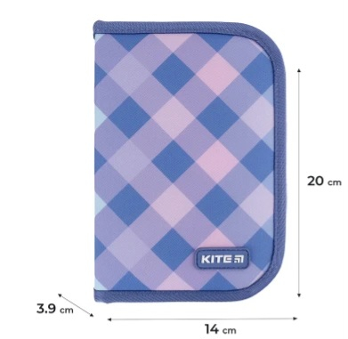    Пенал без наповнення Kite Purple Chequer K24-622-3, 1 відділення, 2 відвороти