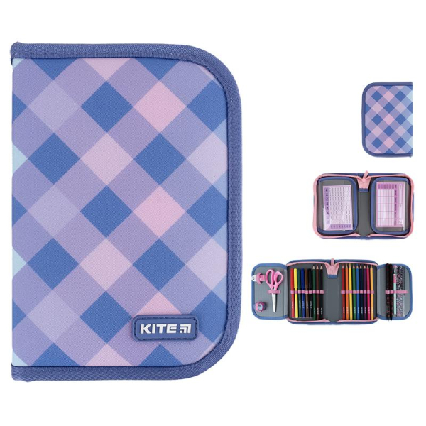 Пенал з наповненням Kite Purple Chequer K24-622H-3