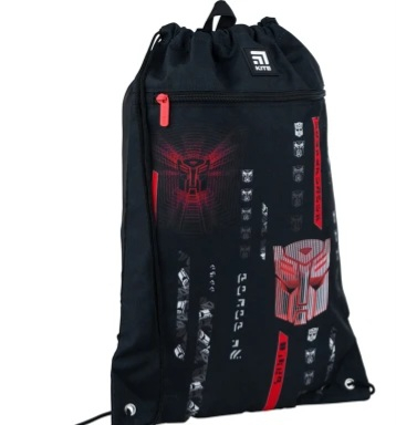 Сумка для взуття з кишенею KITE Education Transformers 46x33 см Чорний (TF22-601M)