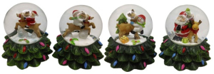 Сувенір "Куля снігова 65мм - Санта з оленем-Ялинка"