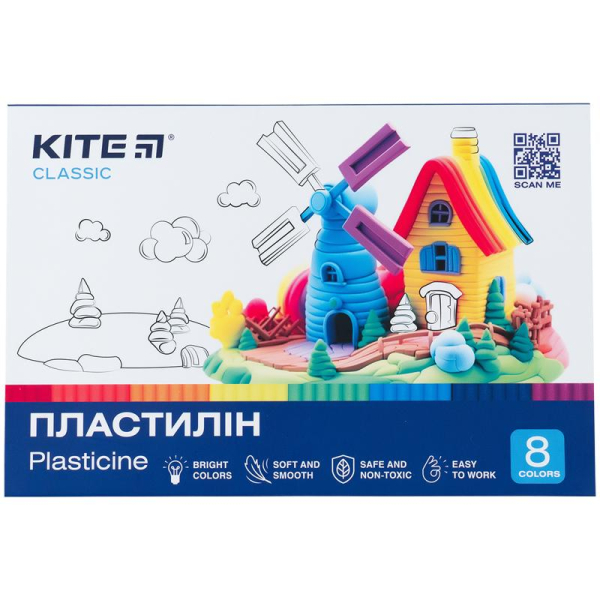 Пластилін Kite 8 кольорів 