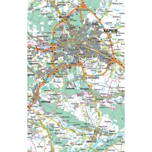 Карта автошляхів. Харківська область, м-б 1:250 000