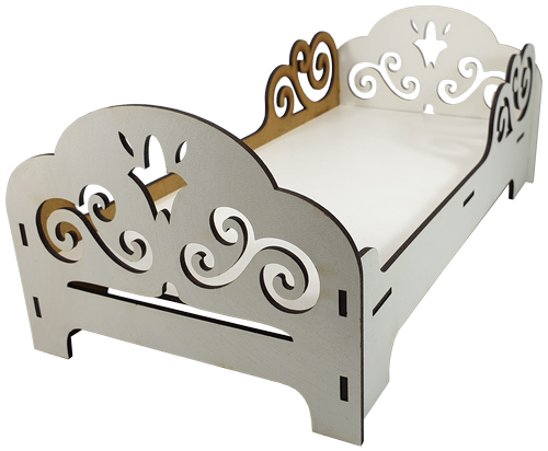 Меблі для ляльок ростом 30 см - Ліжко № 1 з боковинами з МДФ AS-6003, М-2030  