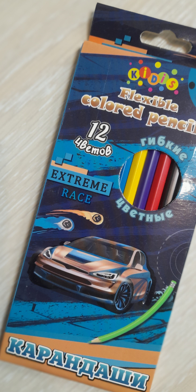 Гнучкі кольорів олівці 12 шт. Kidis ,, EXTREME RACE"  