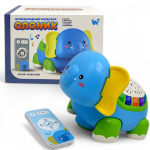 Інтерактивний проєктор “Слоник”, ОЗВУЧУВАННЯ УКРАЇНСЬКОЮ МОВОЮ, звук, підсвічування, 10 казок, 10 пісень, колискові, рухається, колесо вільного руху, пульт керування, проєктор Wtoys (62210)