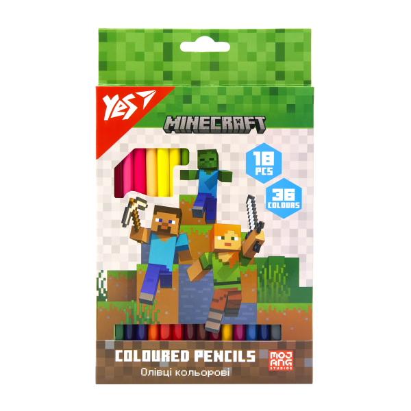Олівці кольорові Yes 18/36 кол. Minecraft - фото 1