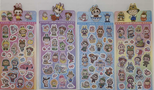 Наклейка з блискітками "Лабубу" 22*10см - фото 1