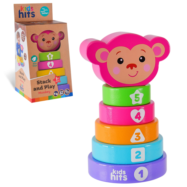 Дерев'яна іграшка Kids hits арт. KH20/013 (32шт) пірамідка мавпочка кор.11, 5*23, 1*11, 5 см