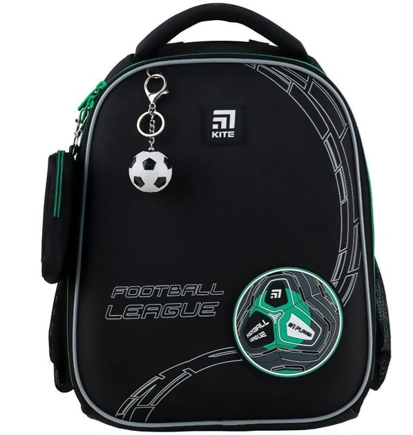 Рюкзак шкільний каркасний Kite Education Football 35x26x13.5 см 12 л, 115-130 см, чорний K24-555S-9