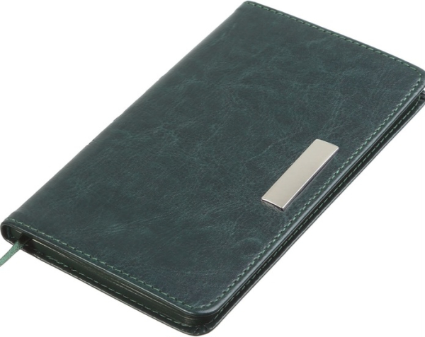 Щотижневик датований 2026 Buromax Salerno зі штучної шкіри 85x153 мм 128 сторінок зелений - фото 3