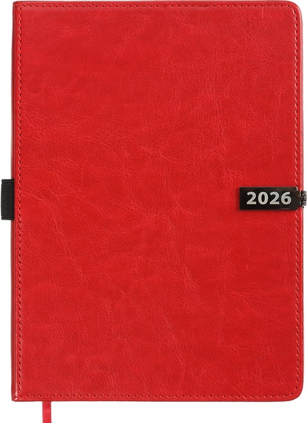Щоденник датований 2026 Buromax Legend зі штучної шкіри А6 336 сторінок червоний - фото 1