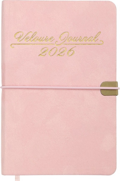 Щоденник датований 2026 Buromax Velour зі штучної шкіри А6 336 сторінок рожевий - фото 1