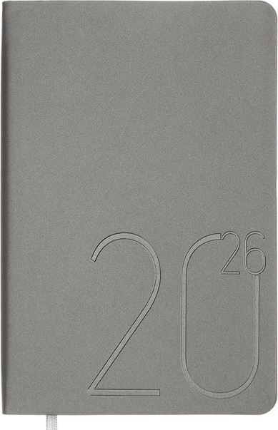 Щоденник датований 2026 Buromax Steel зі штучної шкіри А6 336 сторінок срібний - фото 1