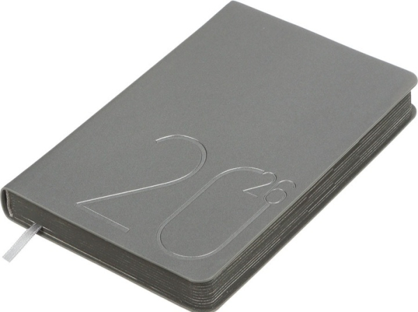 Щоденник датований 2026 Buromax Steel зі штучної шкіри А6 336 сторінок срібний - фото 3