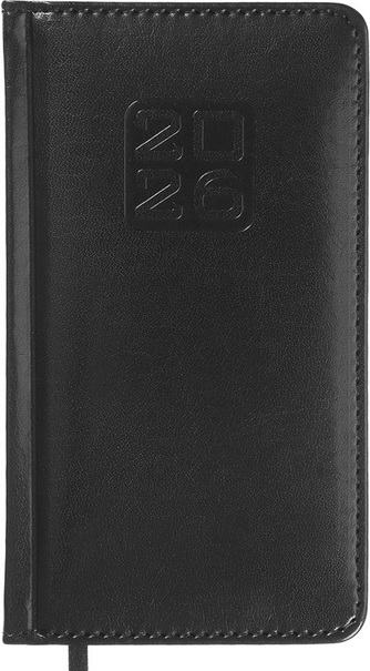 Щотижневик датований 2026 Buromax Bravo зі штучної шкіри 85x153 мм 128 сторінок чорний - фото 1