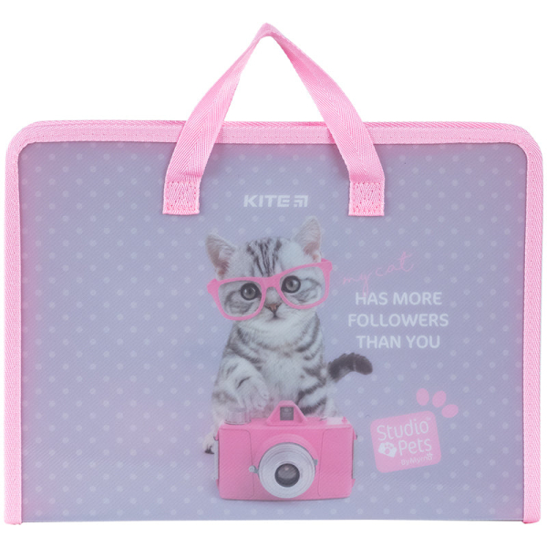 Папка-портфель на блискавці Kite Studio Pets SP24-202, 1 відділення, A4 - фото 1
