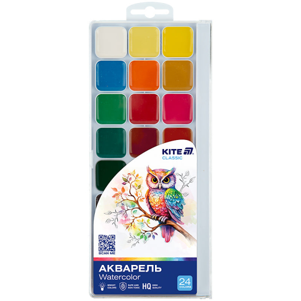 Фарби акварельні Kite Classic K-442, 24 кольори - фото 1