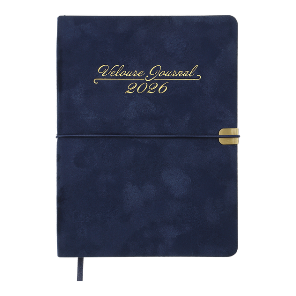 Щоденник датований 2026 Buromax Velour зі штучної шкіри А6 336 сторінок темно-синій - фото 1