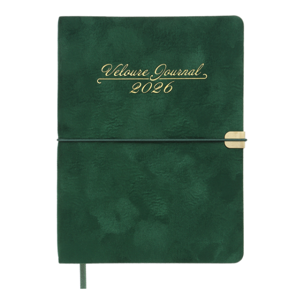 Щоденник датований Buromax Velour зі штучної шкіри А5 336 сторінок зелений - фото 1