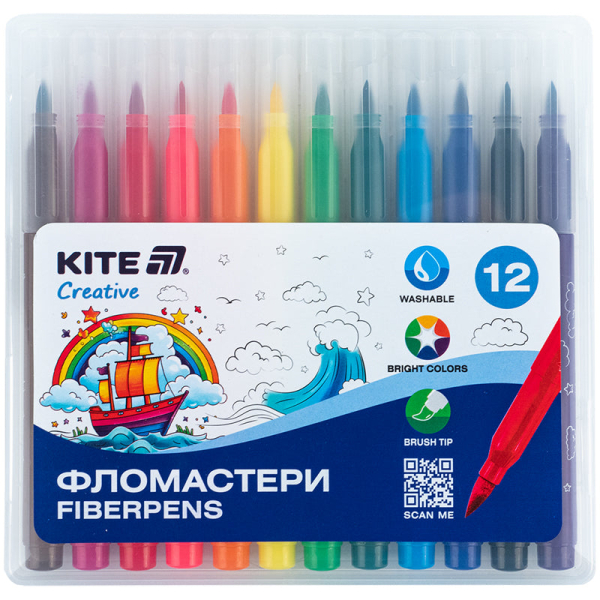 Фломастери-пензлики Kite Creative K-1150, 12 кольорів - фото 1