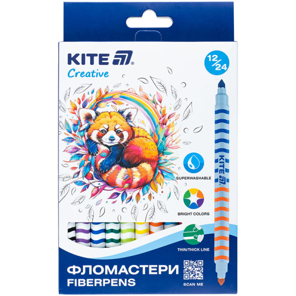 Фломастери двосторонні Kite Creative K-1151, 12 шт. - фото 1