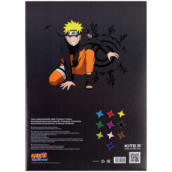 Картон кольоровий двосторонній Kite Naruto NR24-255, А4, 10 аркушів - фото 3