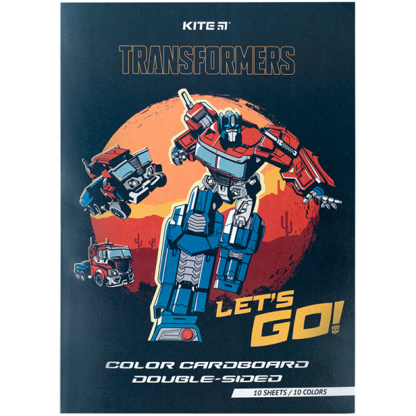 Картон кольоровий двосторонній Kite Transformers TF24-255, А4 - фото 1