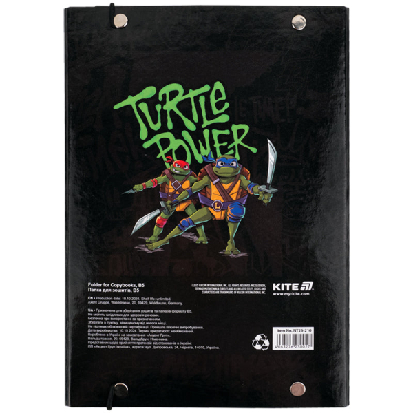 Папка для зошитів на гумці Kite Ninja Turtles NT25-210, картон - фото 3