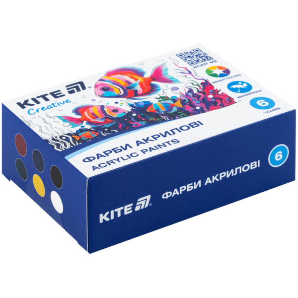 Фарби акрилові Kite Creative K-271, 6 кольорів, 20 мл - фото 3