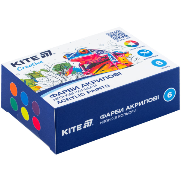 Фарби акрилові Kite Creative K-274, 6 неонових кольорів, 20 мл - фото 2