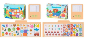 Логічна книжка C 73235 (132) 14 сторінок, картонна, елементи на липучках, цифри, кольори, тварини, геометричні фігури, в пакеті