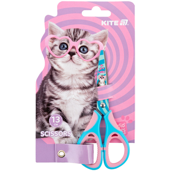 Ножиці дитячі з гумовими вставками і малюнком на лезі Kite Studio Pets SP25-148, 13 см - фото 2