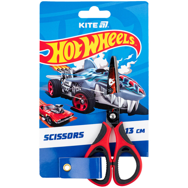 Ножиці дитячі з гумовими вставками і малюнком на лезі Kite Hot Wheels HW25-148, 13 см - фото 2
