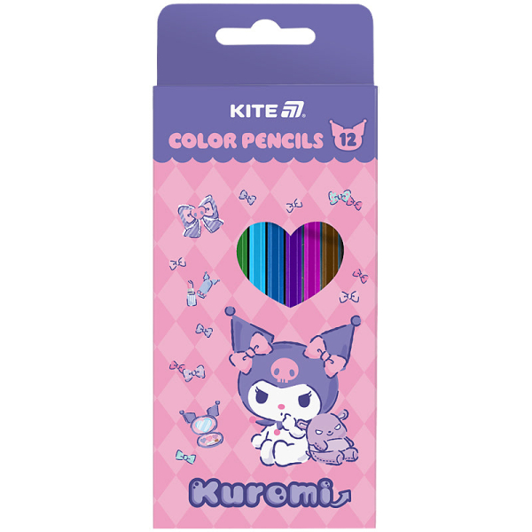Олівці кольорові тригранні Kite Kuromi HK25-053, 12 - фото 1