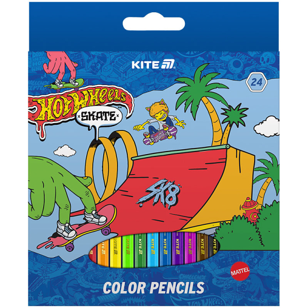 Олівці кольорові Kite Hot Wheels HW25-055-2, 24 кольори - фото 1