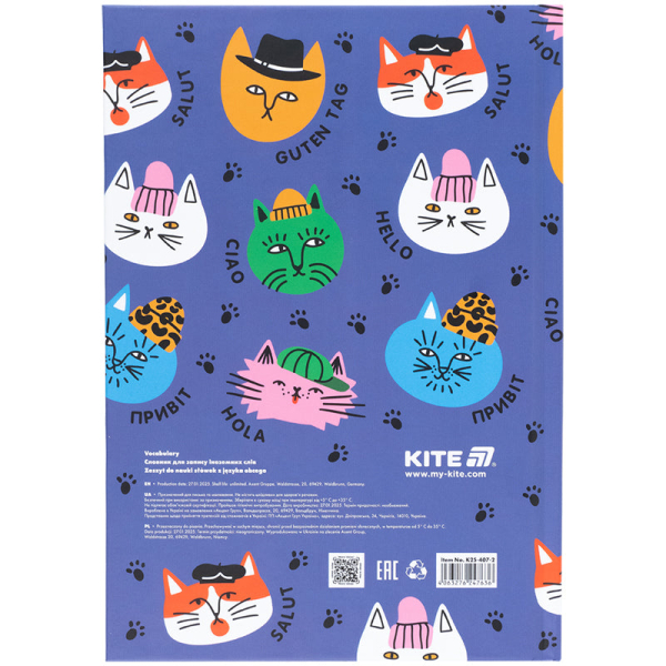 Словник для запису іноземних слів Kite Cats K25-407-2, 60 аркушів - фото 2