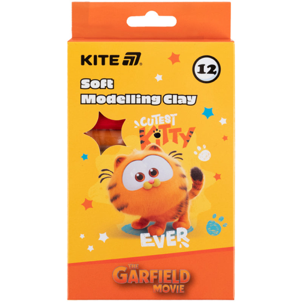 Пластилін восковий Kite Garfield GF25-086 12 кольорів, 200 г - фото 1
