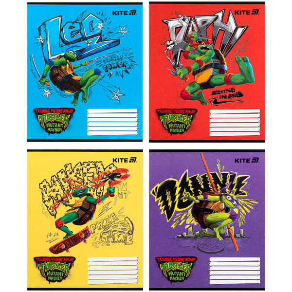 Зошит шкільний Kite Ninja Turtles NT25-235, 12 аркушів, коса лінія - фото 1